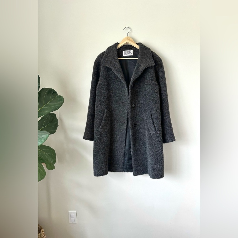 Vtg 90s 50/50 Alpaca Virgin Wool Teddy Elegant Elevated Chic Italy Midi Overcoat